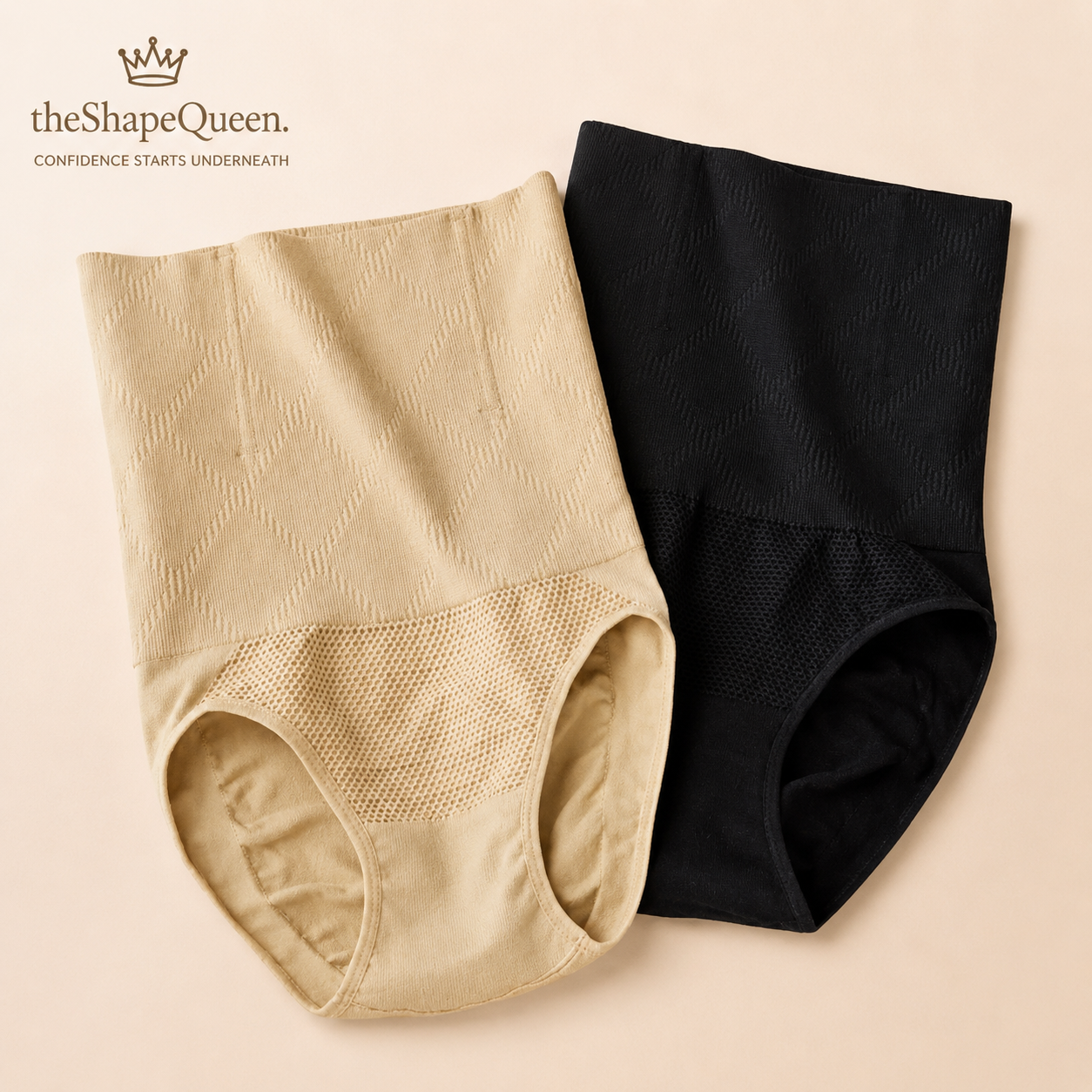 High Waist Tummy Control Shaper Panty – Seamless Slimming Underwear (Nude & Black)