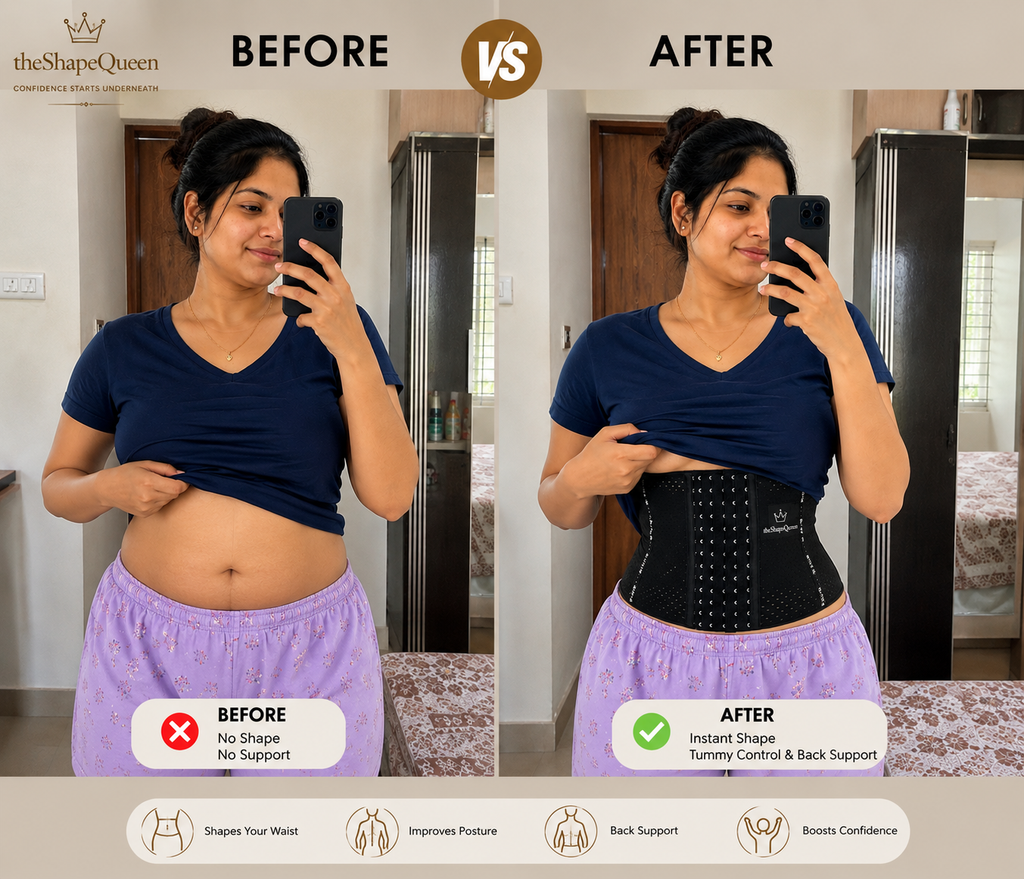 TheShapeQueen Waist Trainer Belt – Instant Tummy Control & Back Support